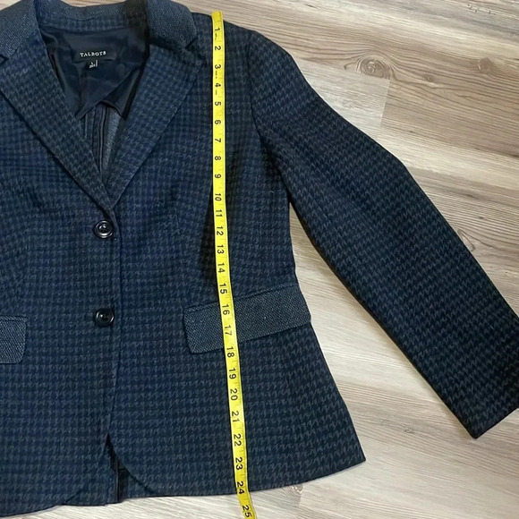 Talbots Blazer Black & Gray Houndstooth Cotton blend Womens size L Classic - Picture 6 of 13